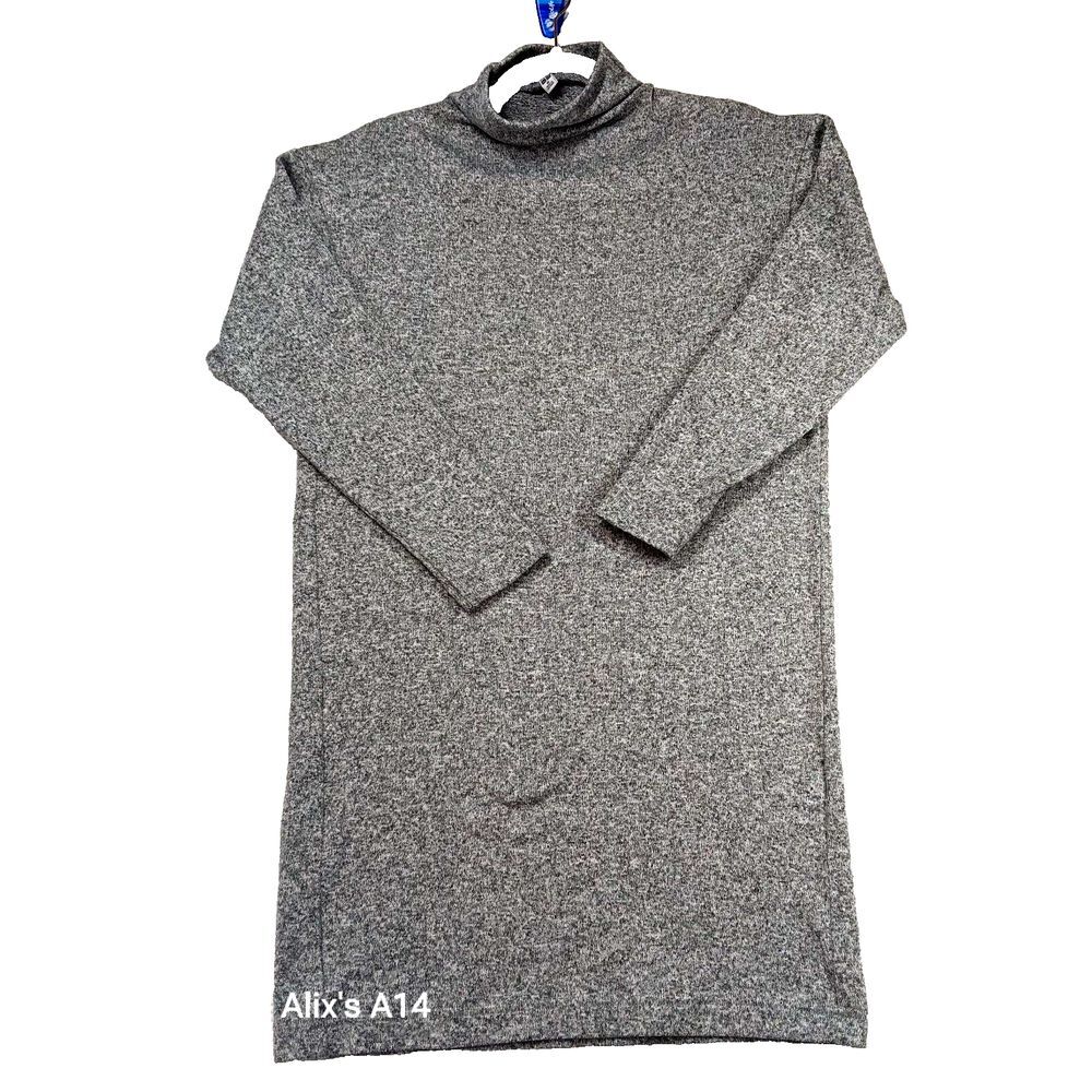 Uniqlo Sweater Dress Women Size XSmall Gray Waffle Knit Long Sleeve